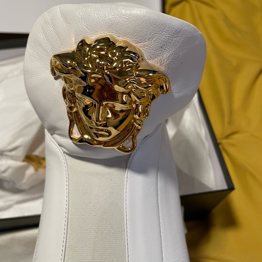 Versace White Sneakers with Gold Medusa
